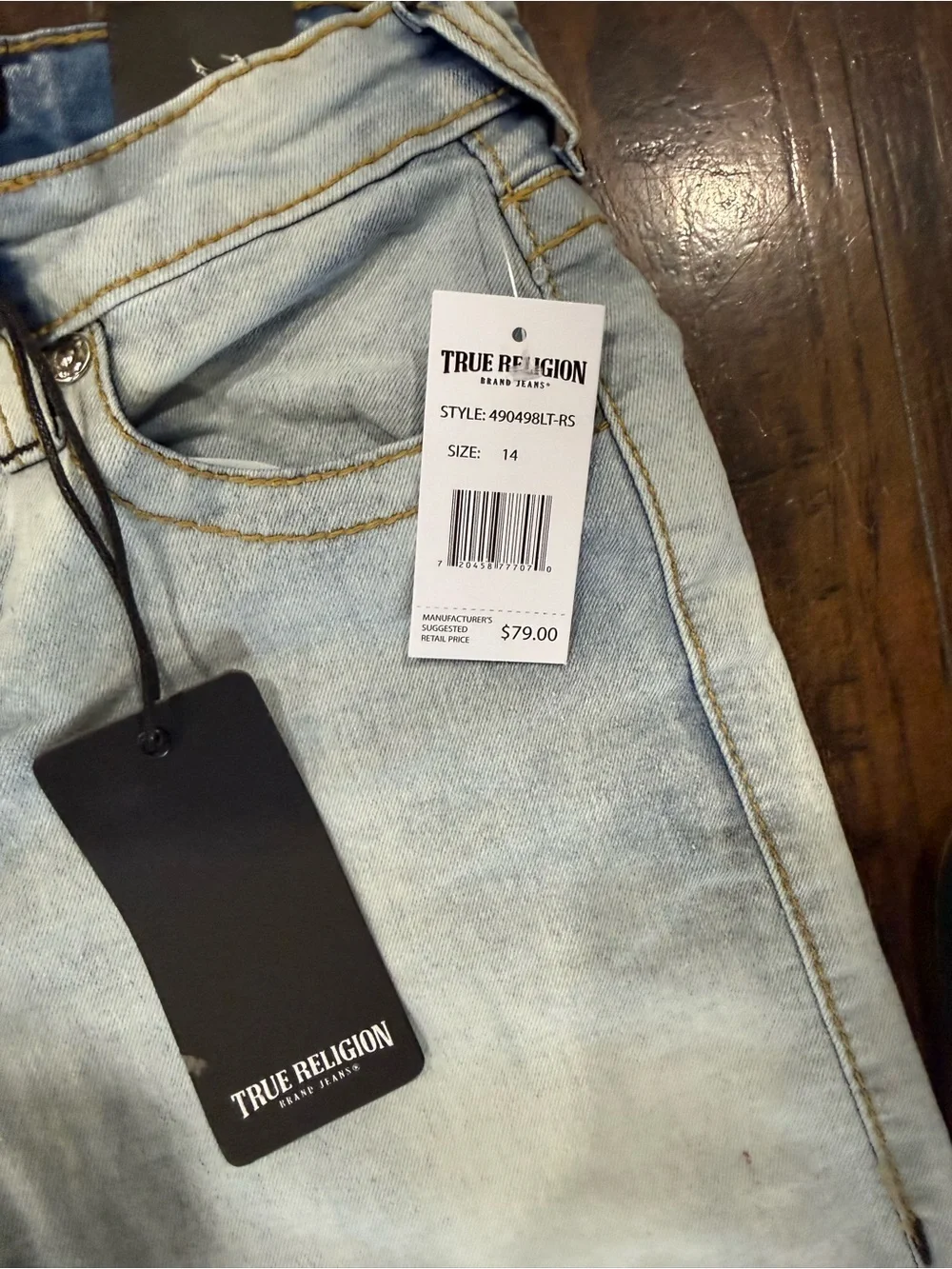 NWT True Religion Geno Relaxed Slim Boys Jeans, 14, Marbled Wash, MSRP $79